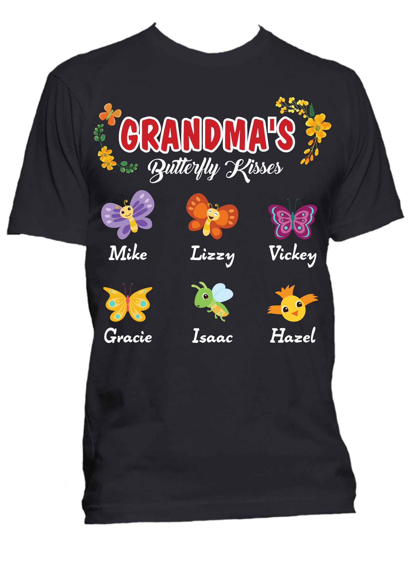 Grandma's  Nana's Butterfly Kisses Personalized T-Shirts Limited Edition On Sale Today Only