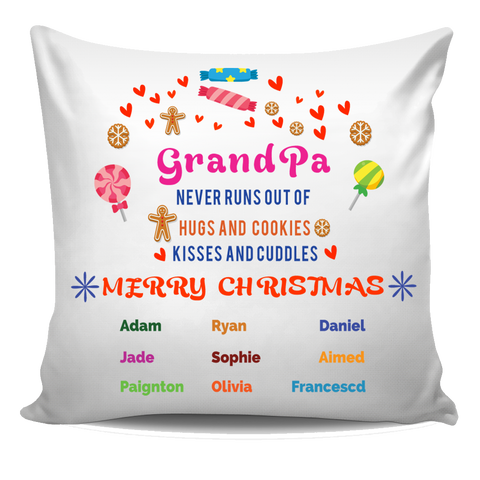 Grandma Never Runs Out of Hugs and Cookies Personalized Pillow Cover Christmas Special Edition