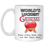World's Luckiest Grandma NaNa Personalized High Quality Ceramic Coffee Mug Both Sides Print