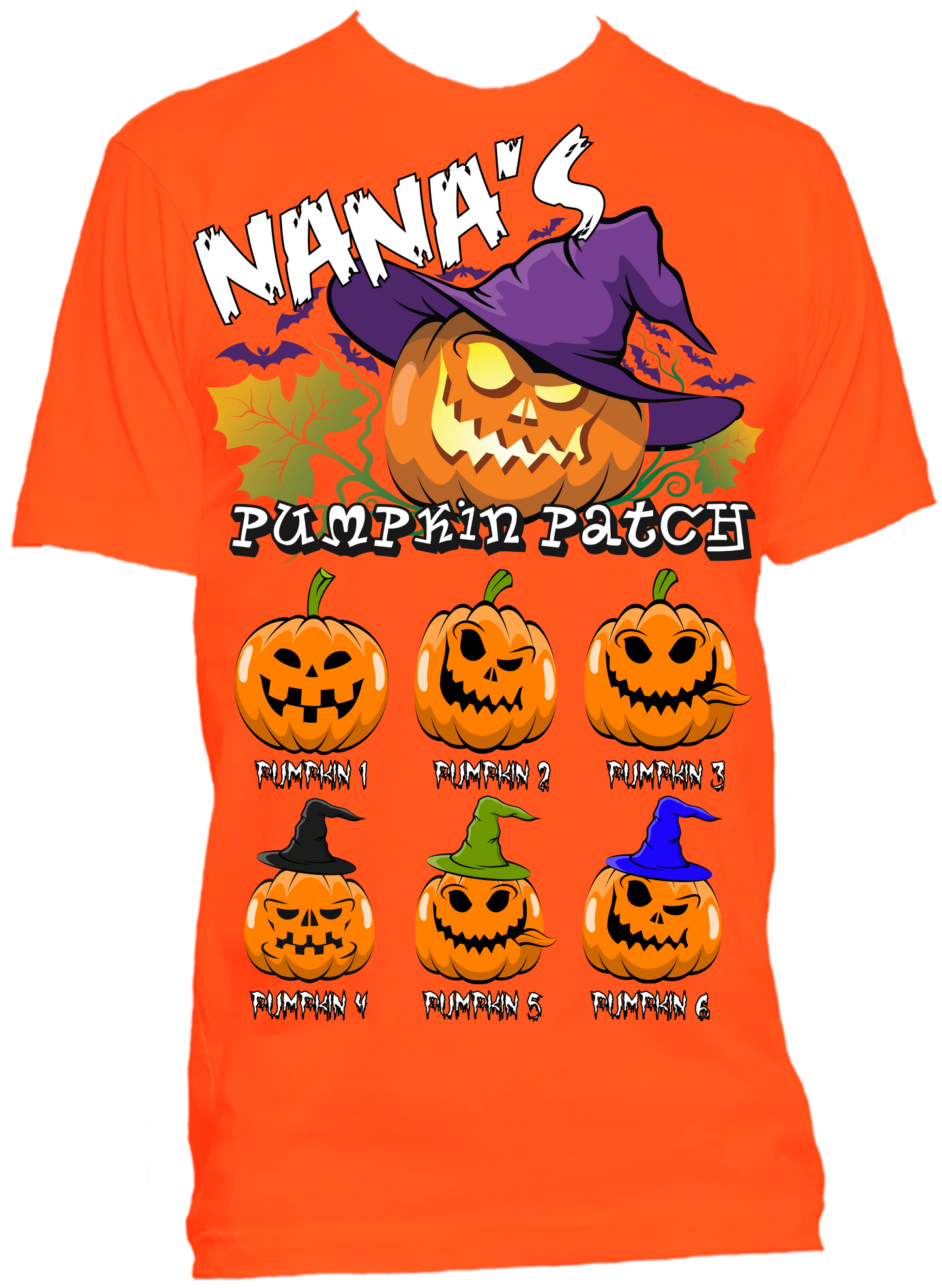Halloween Nana's Grandma's Pumpkin Patch Relaxed Tee- Any Nickname up to 15 Kids