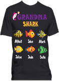 Nana Grandma Shark Personalized Relaxed Tee with Grandkids names Up to 18 Kids