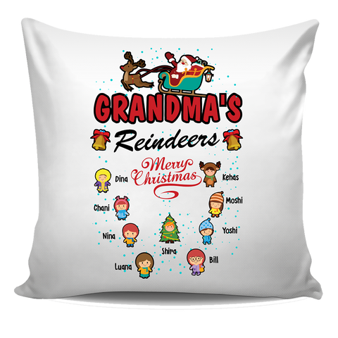 Grandma's Reindeers Personalized Pillow Cover Christmas Special Edition