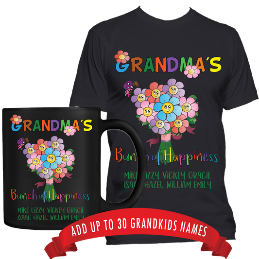 Bunch of Happiness T-Shirt and High Quality Ceramic Coffee Mug Both Sides Print ***Bundle Offer***
