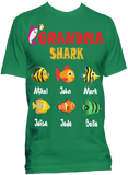 Nana Grandma Shark Personalized Relaxed Tee with Grandkids names Up to 18 Kids