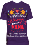 My Greatest Blessings Call Me Grandma Nana Personalized Relaxed Tee with Grandkids names Up to 18 Kids