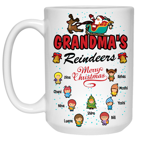 Grandma's Reindeers Personalized Ceramic Coffee Mugs Christmas Special Edition