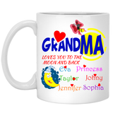 Grandma Loves You to the Moon and Back Personalized Ceramic Coffee Mugs