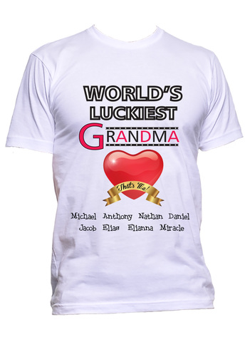 World's Luckiest Grandma Nana Personalized T-Shirts Hoodies Special Edition ***On Sale Today Only***