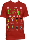 Papa Grandpa Personalized Relaxed Tee with Grandkids names Up to 18 Kids Father Day Gifts