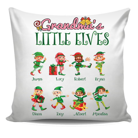 Grandma Nana Little Elves Personalized Pillow Cover Christmas Special Edition
