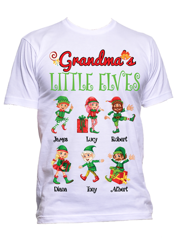 Grandma Nana Little Elves Personalized T-Shirts Christmas Special Edition Any Nickname up to 30 Kids