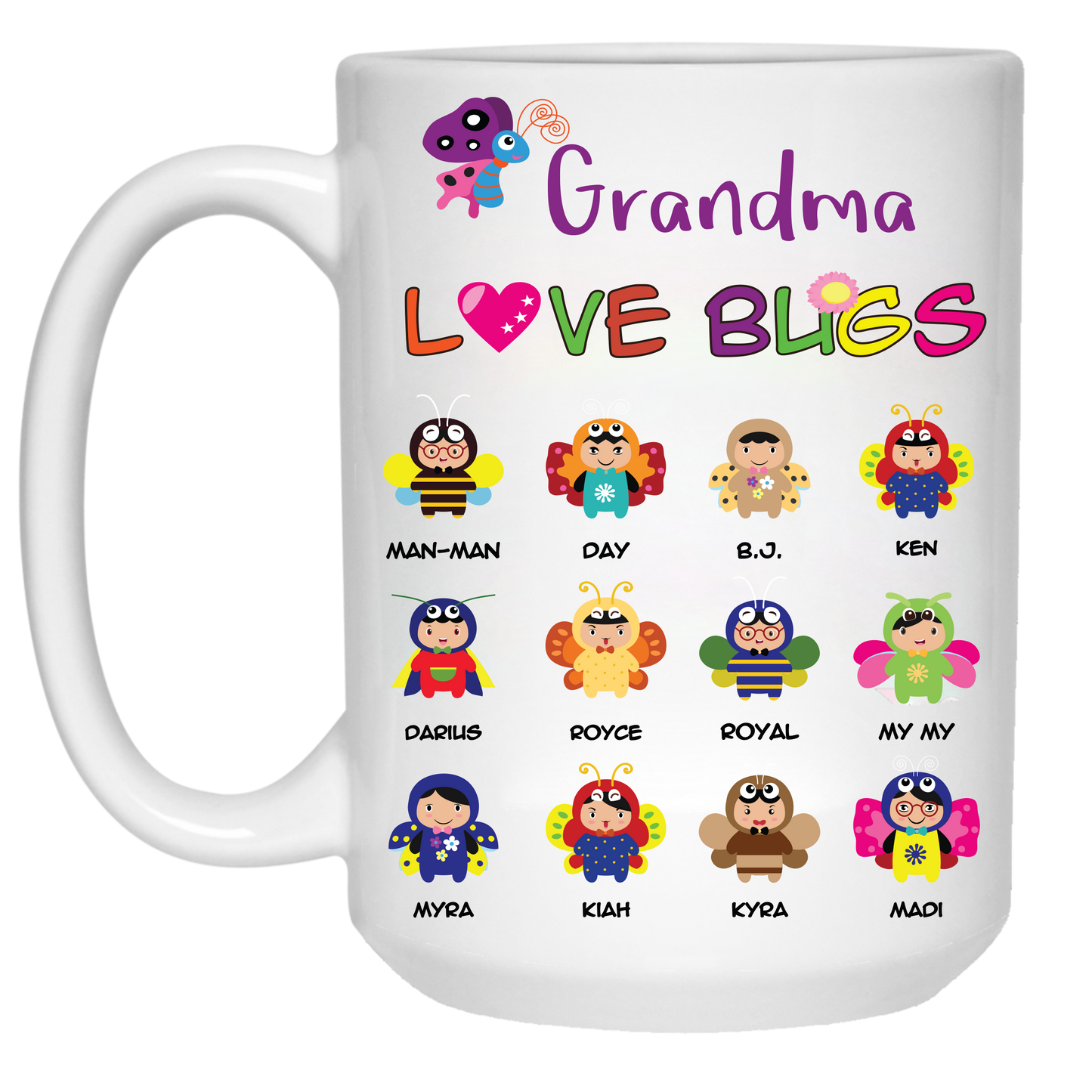 Nana Love Bugs High Quality Ceramic Coffee Mug Both Sides Print
