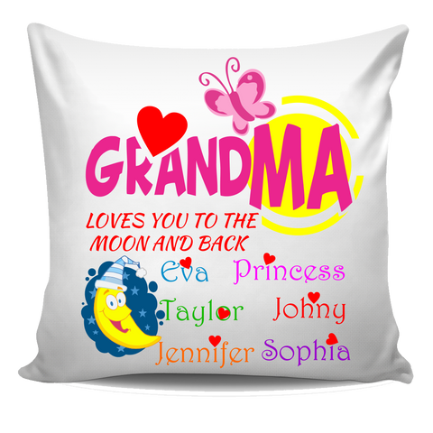 Grandma loves you the the moon and back Personalized Pillow Cover