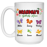 Grandma's Butterfly Kisses Personalized Ceramic Coffee Mugs Special Edition